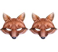 Boland 56732 - Media máscara zorro, estampado realista, máscara con banda elástica para carnaval o fiesta temática, accesorios para disfraces de animales, disfraces de fantasía (Paquete de 2)