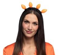 Boland 61867 - Diadema para fiesta con LED, accesorio para el pelo con iluminación, naranja, tocado, bombillas, carnaval, fiesta temática, EM, Copa del Mundo, artículo para fans