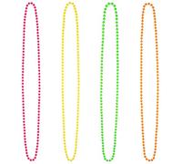 Boland 64340 - Conjunto de collares neón, 4 unidades, collares de perlas, gargantilla, fiesta de mal gusto, joyería, accesorio, fiesta temática, años 80, carnaval