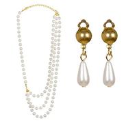 Boland 64523 - Juego de joyas de perlas, pendientes y collar, pendientes de clips, collar, 20, charlestón, joyería de moda, disfraz, carnaval, fiesta temática