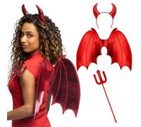 Boland 73195 - Conjunto de disfraz de diablo Azara, conjunto compuesto por diadema, alas y tridente, accesorios para disfraces, Halloween, Carnaval y fiestas temáticas
