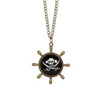 Boland 74148 - Collar pirata de fantasía con colgante para adultos, timón, calavera, barbero, corsario, carnaval, carnaval, Halloween, fiesta temática
