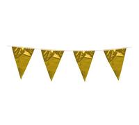 Boland 74700 - Mini banderines metálicos, 1 Pieza, Longitud 300 cm, Dorado, Cadena de Bandera, decoración Colgante, Guirnalda, Fiesta temática, cumpleaños, Carnaval, Boda, Aniversario, Bodas de Oro