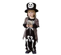 Boland 78096 - Disfraz de esqueleto para niños de 3 a 4 años, disfraz infantil para carnaval y Halloween, disfraz de carnaval para niñas y niños