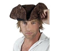 Boland 81899 - Sombrero pirata Neptuno, marrón, tripitz con banda para sombrero, sombrero, pirata, pirata, disfraz, carnaval, fiesta temática