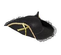 Boland 81901 - Sombrero pirata Fanny para adultos, negro y dorado, pirata, sombrero, disfraz, carnaval, fiesta temática