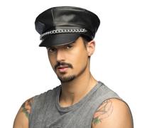 Boland 82001 - Gorro de piel sintética negro unisex con cadena de eslabones, sombrero, sombrero, disfraz, carnaval, fiesta temática