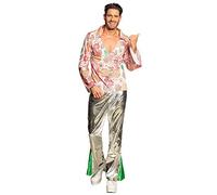 Boland 83802 - Disfraz para adultos Bright Bloom, hippie, talla M/L, pantalones acampanados y camiseta, conjunto de disfraz, Flower Power, carnaval, fiesta temática