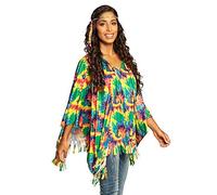 Boland 83886 - Poncho Hippie con Cinta para la Cabeza, Talla única para Adultos, Disfraz, Flower Power, Peace, Manta, Fiesta temática, Carnaval