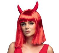Boland 85607 - Peluca diablo con cuernos, pelo sintetico rojo, accesorios para disfraces de carnaval, disfraz de diablo, carnaval, halloween