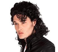 Boland 85723 - Peluca popstar adulto, pelo sintético negro rizado, pelo largo, peinado, disfraz, carnaval, fiesta temática