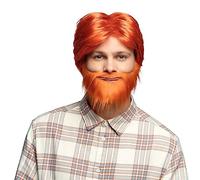 Boland 85736 - Peluca Adulto Dude, Naranja, Pelo sintético corto con barba, peinado, accesorio, tocado, disfraz, carnaval, fiesta temática