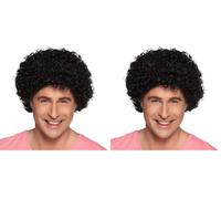 Boland - 85928 - Peluca negra con rizos, peluca rizada para disfraces, pelo sintetico para carnaval y fiestas tematicas (Paquete de 2)