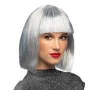 Boland 86165 - Peluca adulto Gigi Glamour, con oropel, blanco-plata, peinado bob, pelo sintético, tocado, carnaval, fiesta temática
