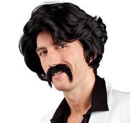 Boland 86346 - Peluca Chuck con bigote, años 70, gángster, estrella del pop, estilo italiano, St Pauli, Kiez, Reeperbahn, carnaval, Halloween, disfraz, Fiesta temática