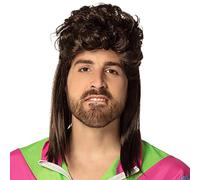Boland 86385 - Peluca Proll Larry, mullet, marrón, pelo sintético, peinado, unisex, años 80, flower power, disco, disfraz, carnaval, Fiesta temática