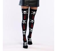 Boland - 87865 - Botas por encima de la rodilla con calavera, medias sin liguero para carnaval, fiestas temáticas, Halloween, Día de los Muertos