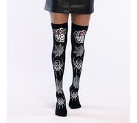 Boland - 87866 - Botas por encima de la rodilla con arañas y rejilla, medias sin liguero para carnaval, fiestas temáticas, Halloween, Día de los Muertos