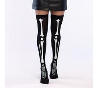 Boland - 87868 - Botas por encima de la rodilla con esqueleto, medias sin liguero para carnaval, fiestas temáticas, Halloween, Día de los Muertos