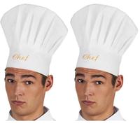Boland 90647 - Gorro de cocinero, blanco-amarillo, unisex, cocinero, gorro, capucha, tocado, disfraz, carnaval, Fiesta temática, cocina (Paquete de 2)