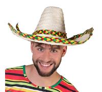 Boland 95430 - Sombrero Fiesta, diámetro 48 cm, sombrero de paja con ala de color, sombrero, sombrero, sombrero, fiesta de fiesta, disfraz, carnaval, fiesta temática