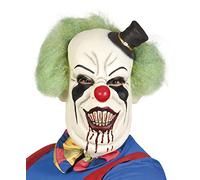 Boland 97523 Máscara Horror Payaso Deluxe de látex con pelo, Blanco/Verde/Negro, talla única