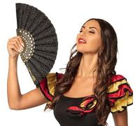 Boland - Abanico de tela Granada, aprox. 25 cm de largo, años 20, El Gran Gatsby, español, barroco, disfraz, accesorio, fiesta temática, carnaval
