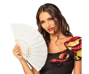 Boland - Abanico de tela Granada, aprox. 25 cm de largo, años 20, El Gran Gatsby, español, barroco, disfraz, accesorio, fiesta temática, carnaval