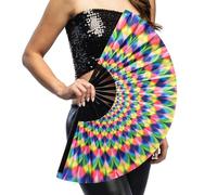 Boland - Abanico UV Rave XL, abanico de mano que brilla bajo la luz negra, abanico plegable para carnaval, festivales y fiestas temáticas