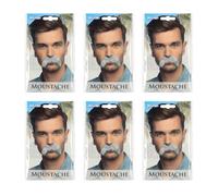 Boland - Bigote adhesivo, juego de 6 piezas, barba postiza para disfraces, fiestas temáticas o carnaval