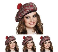 Boland - Boina Mrs. Tartan, banda elástica, gorra de tartán, sombrero, Escocia, Highlands, disfraz, carnaval, fiesta temática (Paquete de 2)