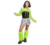 Boland - Calentadores de piernas de neón UV para disfraces, 1 par, brillan en la luz negra, calentadores de piernas de piel sintética, accesorios de disfraz para festivales, carnaval y fiestas