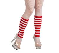 Boland-29686 Calentadores de Piernas a Rayas, color blanco/rojo, Talla única (Ciao Srl 29686)