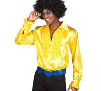 Boland - Camisa Disco con volantes, amarilla, para hombre, disfraz, camisa de fiesta, movimiento Schlager, años 70, fiesta temática, carnaval