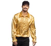 Boland Camisa disco con flecos dorada para hombre – Disfraz años 70, fiesta