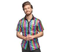 Boland - Camisa Disco de colores, Camisa Disco Diamond, camisa de manga corta para hombre, top, camisa de fiesta para carnaval o fiestas de disfraces