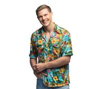 Boland - Camisa Paradise, para hombre, multicolor, camisa, manga corta, Hawái, tropical, playa, verano, vacaciones, disfraz, carnaval, fiesta temática, fiesta en la playa