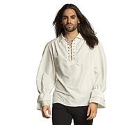 Boland - Camisa pirata, para hombre, blanco crema, camisa pirata, blusa, bucanero, freebooter, ladrón, medieval, disfraz, carnaval, fiesta temática
