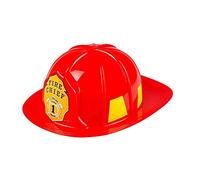 Boland Casco de bombero para adultos, plástico duro, sombrero de bombero, casco de bombero, accesorio de disfraz de bombero, jefe de bomberos, gorros, Halloween, talla única, rojo y amarillo