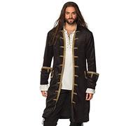 Boland - Chaqueta pirata para hombre, negro-oro, abrigo para hombre, bucanero, disfraz, carnaval, fiesta de lema