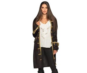 Boland - Chaqueta pirata para mujer, negra y dorada, chaqueta para mujer, bucanera, corsaria, disfraz, carnaval, fiesta de disfraces