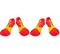 Boland- Clownschuhe 55519-Zapatos de Tela de Payaso, 1 par, talla única para Adultos, amarillo-rojo, cubrezapatos, Accesorios, Carnaval, Halloween, Fiesta temática, Color (55519) (Paquete de 2)