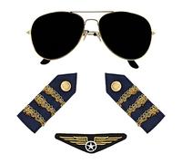 Boland - Conjunto de disfraz, gafas, broche y hombreras, conjunto de disfraz para JGA o carnaval