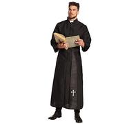 Boland - Disfraces para adultos sacerdote, toga y cinturón, negro, túnica, santo, cardenal, sacerdote, iglesia, fiesta de lema, carnaval