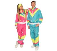 Boland 88532 años 80 con bolsillos, chaqueta y pantalones, traje de camping, chándal para despedida de soltero, estilo retro, deportista, disfraz de grupo, fiesta temática, carnaval, multicolor, large