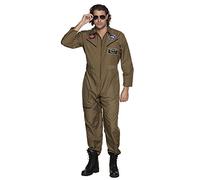 Boland - Disfraz de piloto jet para adultos, diferentes tamaños, mono con cremallera, profesional, soldado, avión, carnaval, fiesta temática.