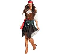 Boland - Disfraz de Pirata Tormenta Adulto, blusa, corpiño, falda, pañuelo, capitán, Redhaed, Sparrow, bucanero, motín, carnaval, Halloween, fiesta temática, disfraz