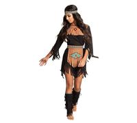 W WIDMANN MILANO Party Fashion - Disfraz de India para Adulto, marrón y negro con motivos de colores, conjunto de disfraz compuesto por: Diadema, vestido, ideal para carnaval o fiesta de disfraces