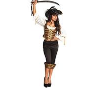 Boland - Disfraz para adultos pirata tempest, sombrero, parte superior y pantalones hasta la rodilla, pirata de mar, piraña, juego, carnaval, fiesta temática.