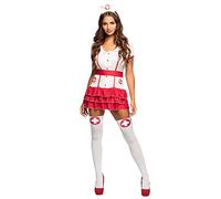 Boland- Erwachsenenkostüm Sexy Krankenschwester Color, Disfraz para Mujer Compuesto por Vestido con Volantes, cinturón y Tiara, Perfecto para Fiestas temáticas y Carnaval blanco, rojo, 36-38 (83753)
